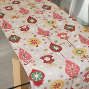 Camino de mesa beige navideño